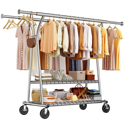 Portant 78 po avec tablettes robustes pour vêtements suspendus