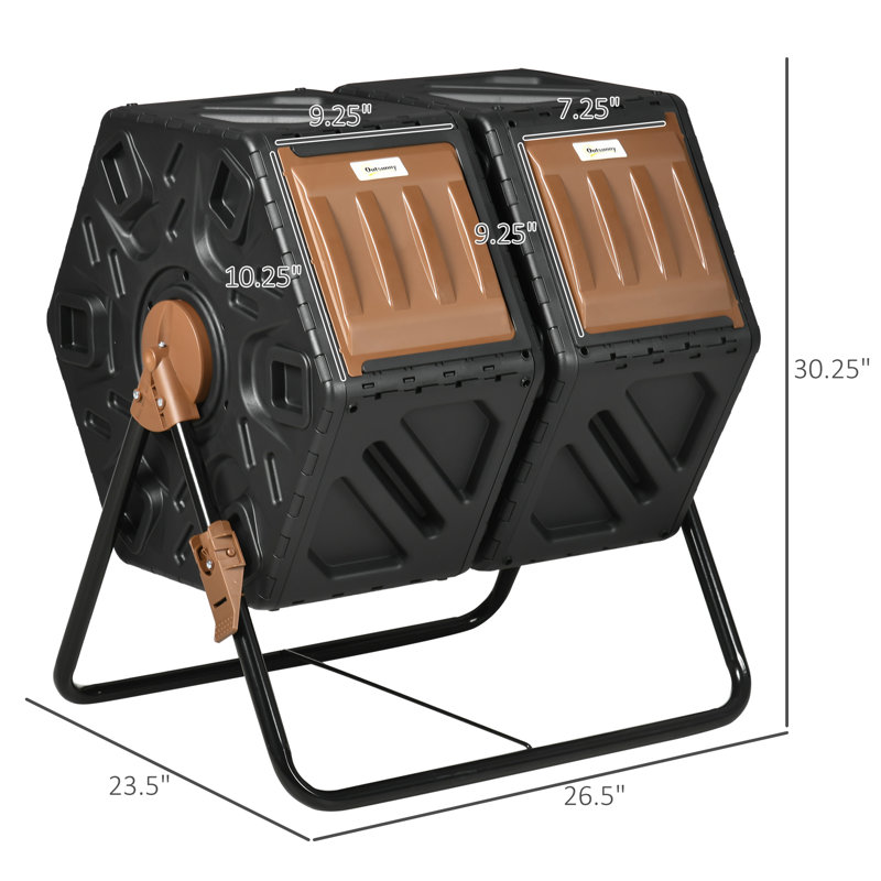34.5 Gallons Polypropylene Outdoor Tumbler Composter