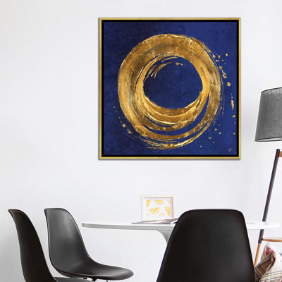 " Gold Circle On Blue " by Patricia Pinto