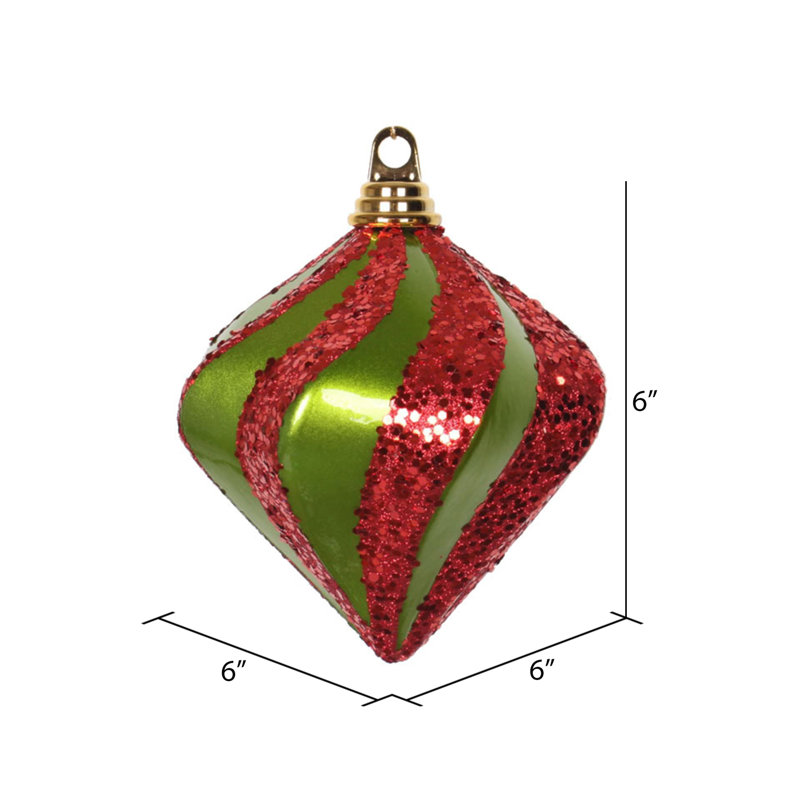 Ornement en forme de diamant, Lime / rouge