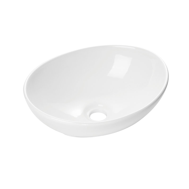 Dyconn Faucet 13.2'' Glossy White Ceramic Oval Bathroom Sink