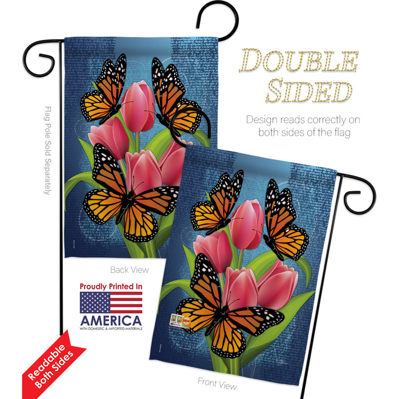 Monarch Butterflies Multicolor Polyester Garden Flag Set
