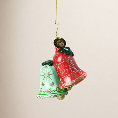 Christmas Bells Glass Shaped Ornament