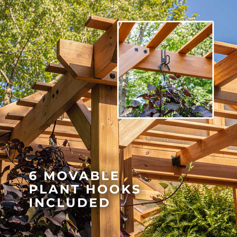 Backyard Discovery Bellerose Traditional 11 ft. x 7 ft. Cedar Greenhouse with Pergola & PowerPort