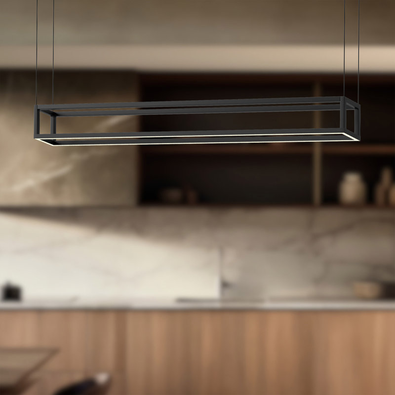 Plaza 1 - Light LED Kitchen Island Pendant, Black, Black