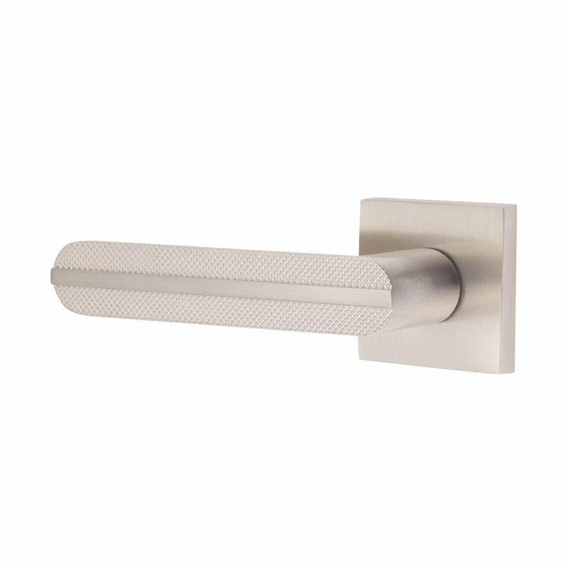 Modern Lima Design Premium Bathroom Door Handles on Square Rose in Satin Nickel Finish