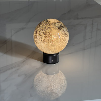 Lampe de table globe en verre soufflé à la main, lampe de chevet décorative sans fil rechargeable avec DEL à intensité variable