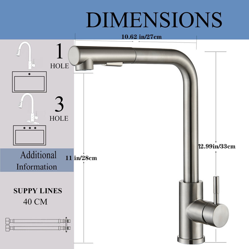Robinet de cuisine AlenArtWater, Nickel brossé