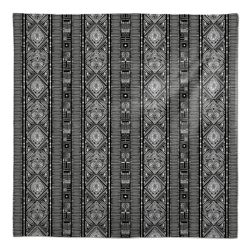 Geometric Square Tablecloth, Black