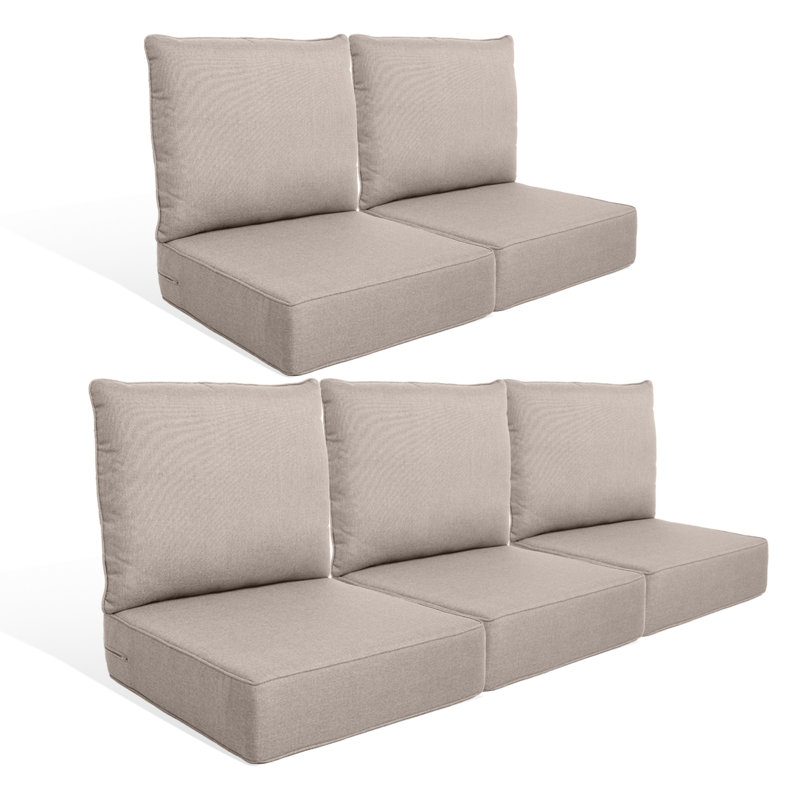 Coussin de siège / dossier de remplacement pour l'extérieur 6 po, 5, L 22 po x P 24 po, Beige