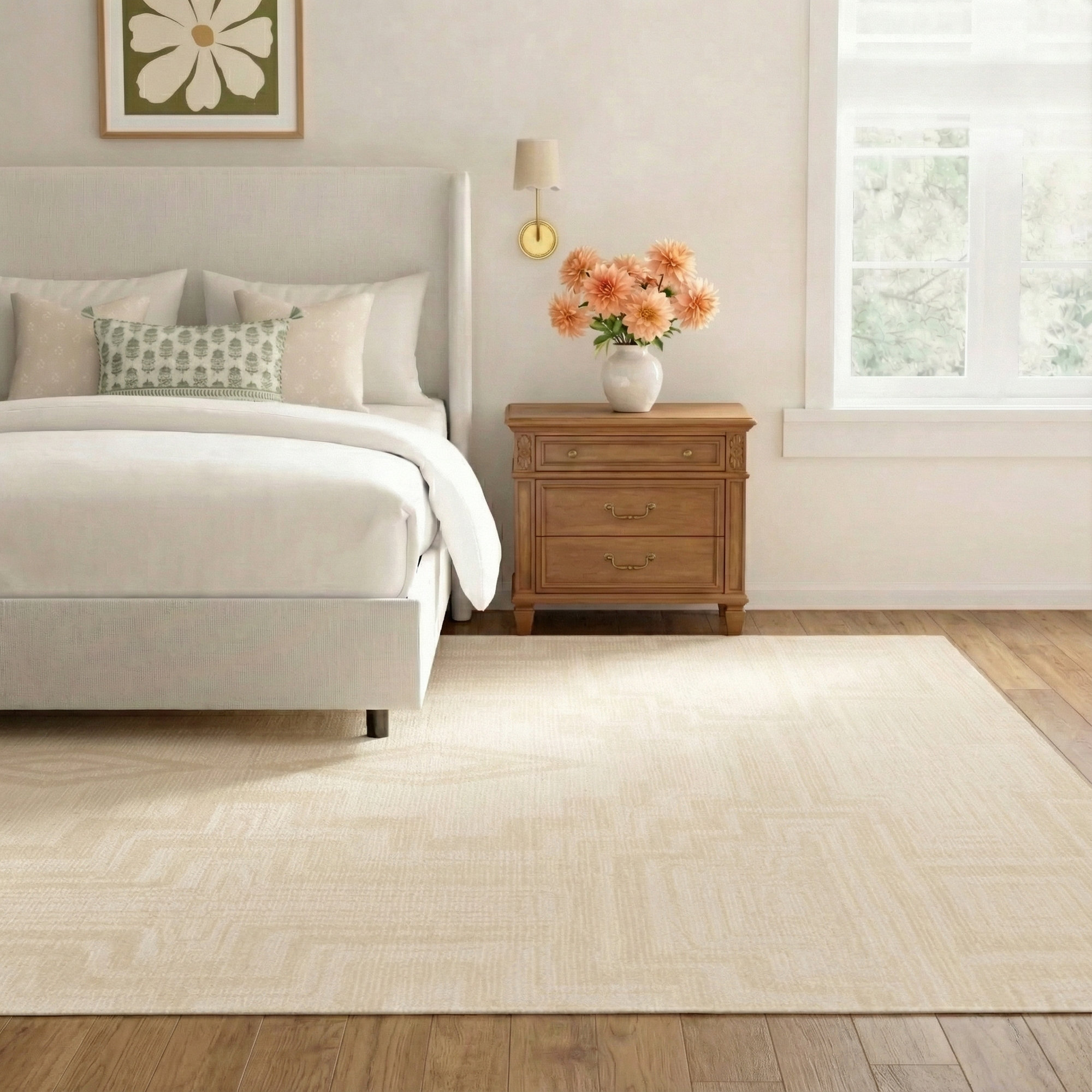 Murphie Handmade Wool Light Gray/Cream Rug, Rectangle 10' x 14'