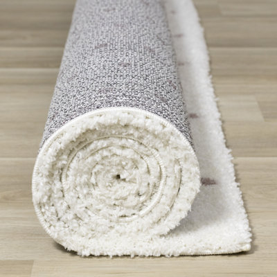 Wassily Collection Speckled Soft Pink Dots Indoor Cream Shag Area Rug