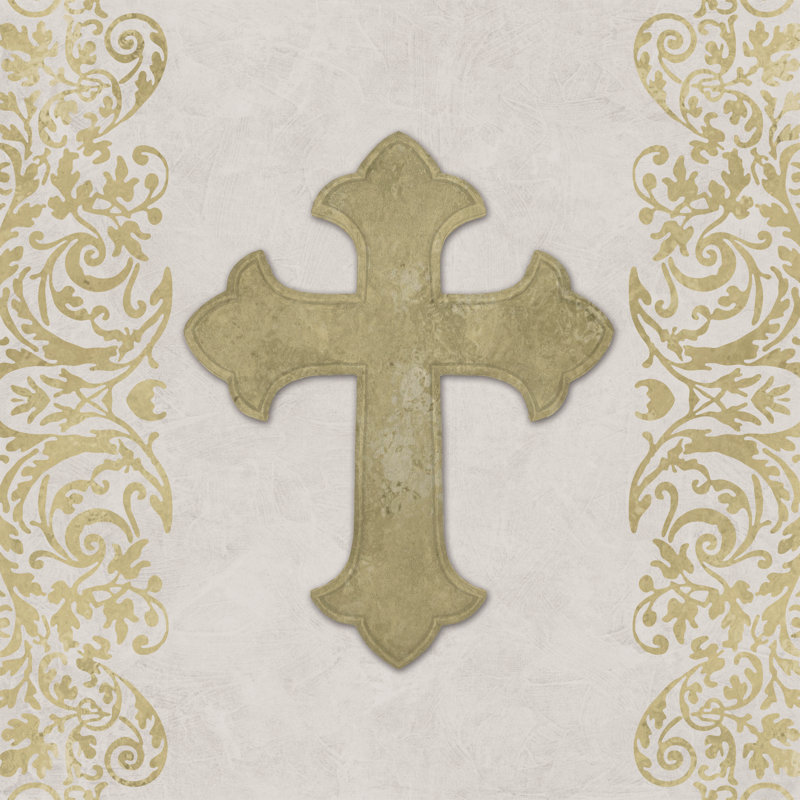 Gold Cross - Wrapped Canvas Print, 51cm H x 51cm W x 3.8cm D, Yellow