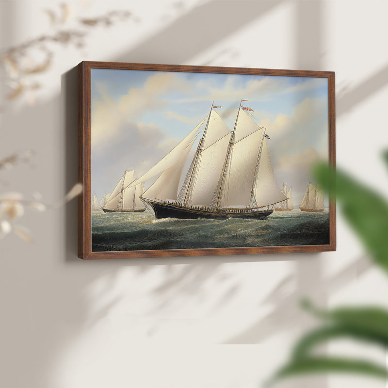 Nautical Series-XCV -Framed Print - Restickable, 22" H x 28" W, Walnut