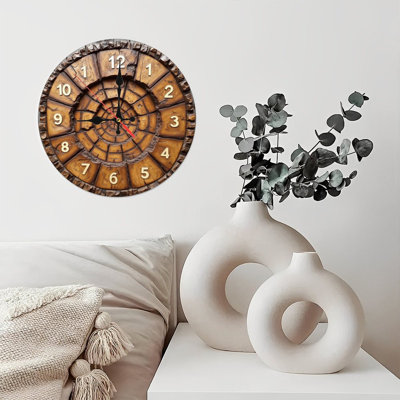 Wooden Wall Clock with Rustic Design And Numbers10-Inch Wooden Wall Clock, Silent Movement, Battery Operated (AA Batteries Not Included), Artistic Home Decor, Perfect for Home Accents