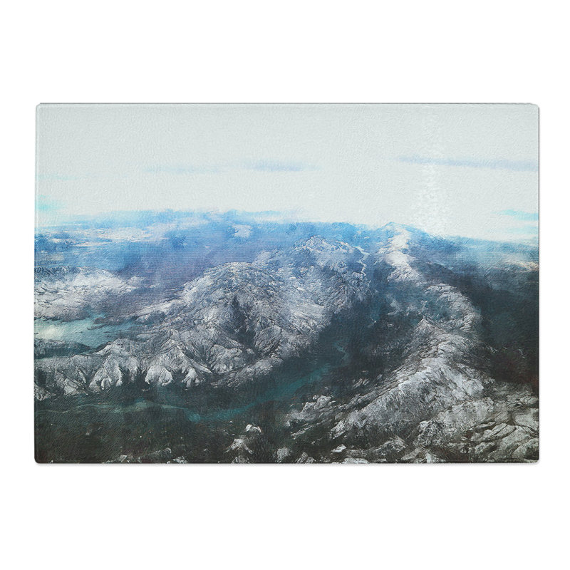 Tajikistan Mountain Range Chopping Board, 20cm W x 28.5cm L