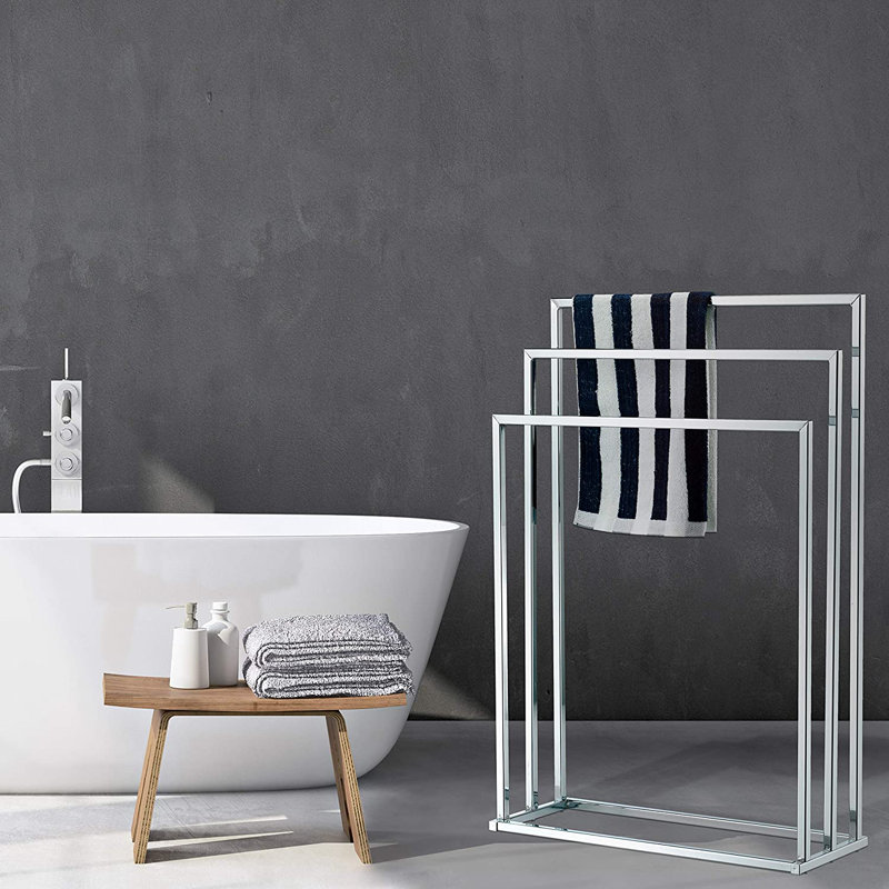 Cavazos 3-Tier Free Standing Towel Rack, Silver