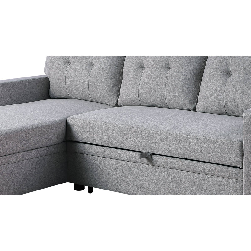 Canapé modulaire rembourré avec méridienne, Gris clair