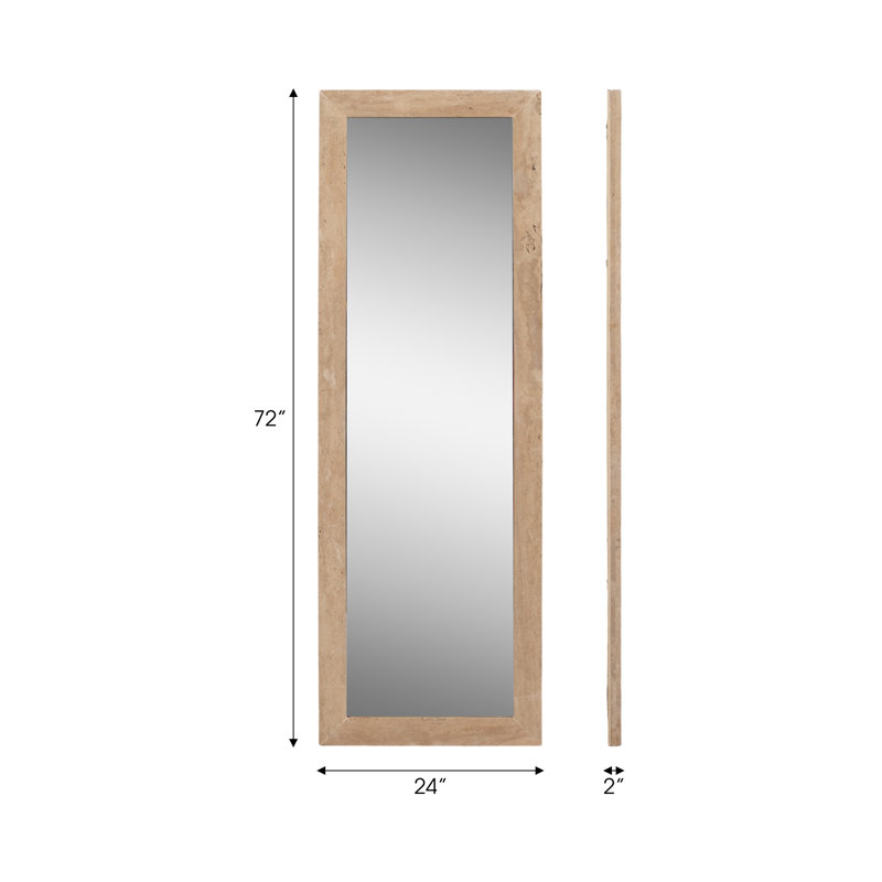 Miroir de plancher en pierre de travertin de 72 pouces Halofax - Élégance naturelle dans un ton de travertin subtil