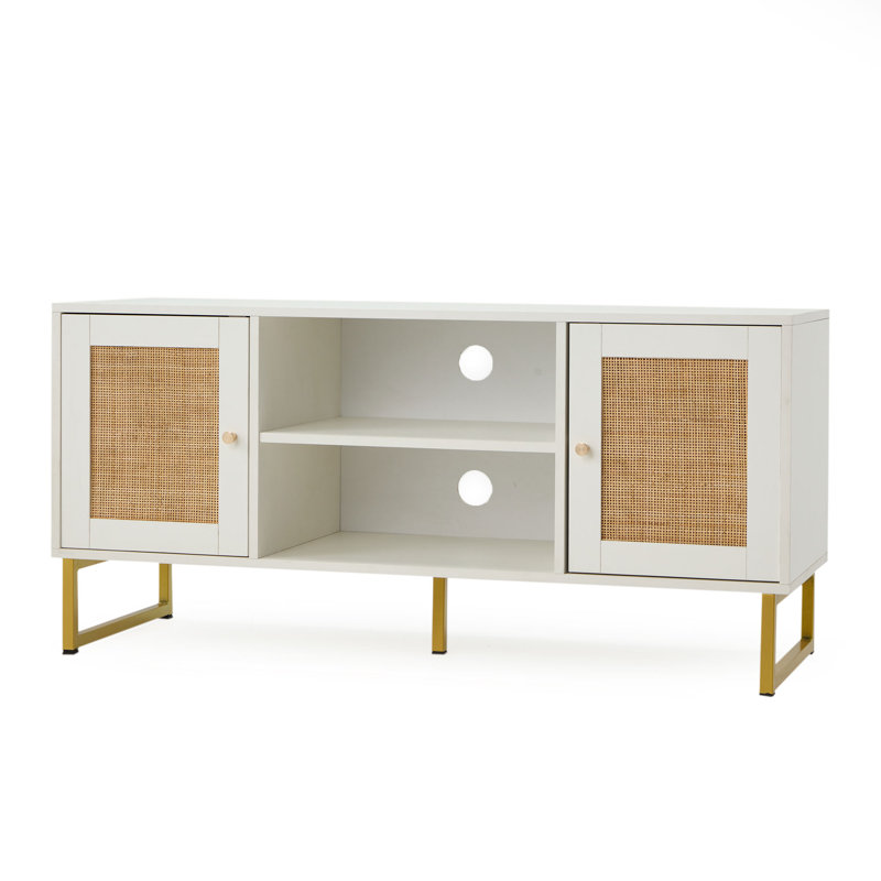 Mercer41 TV Console Stand Table Storage Cabinet Media Entertainment Center, White