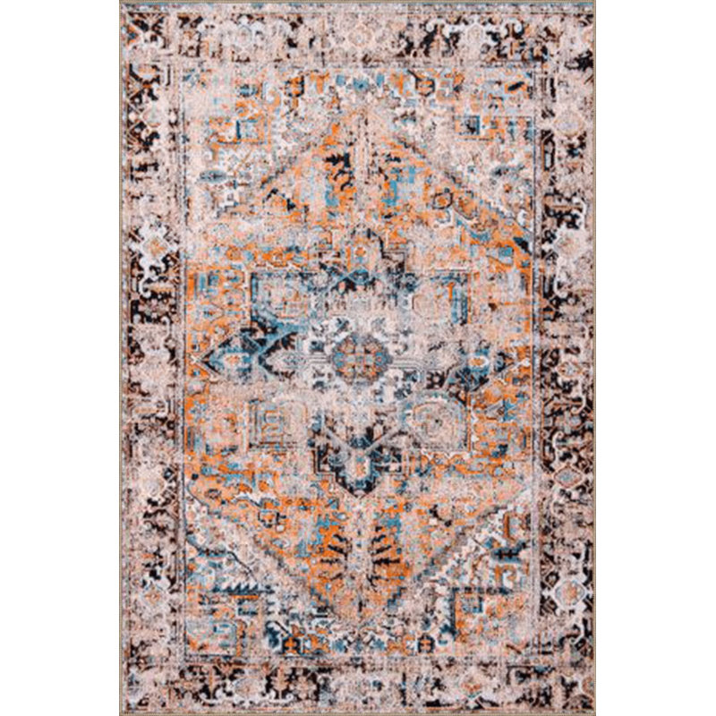 Tapis décoratif de couleur jaune diamant lavable à la machine, Carré 4 pi 11 po