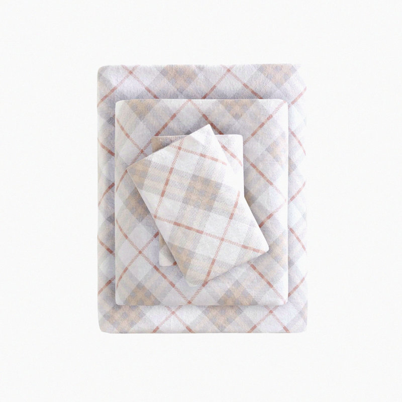 Cozy Critter Cotton Flannel Sheet Set - Plaid - Ultra Soft Warm Bedding with Novelty Animal and Star Print - Cold Weather 4 Piece