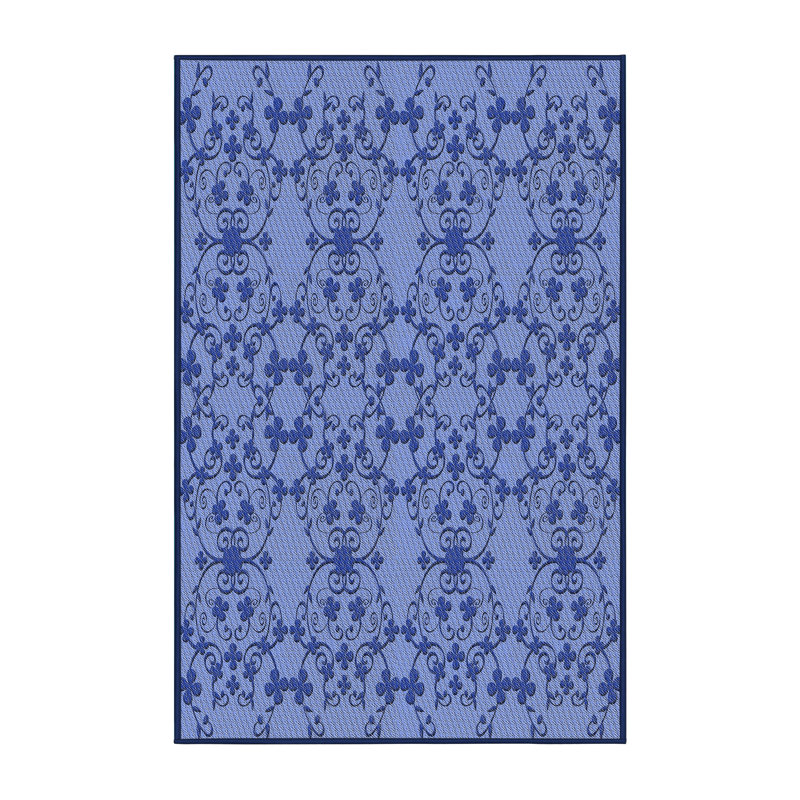 Tapis damassé bleu, Rectangle 5 pi x 7 pi
