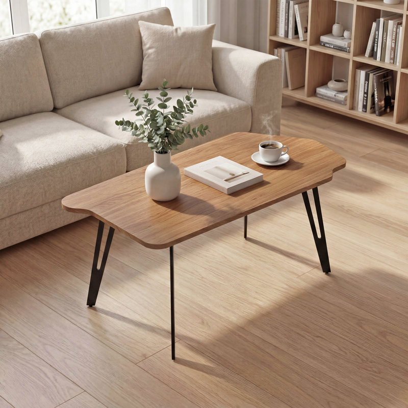 Table basse de 39,4 po avec pieds en fer massif pour le salon, la chambre à coucher et le bureau