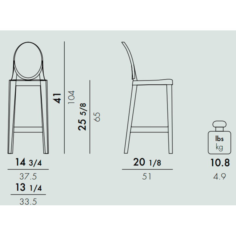 One More Outdoor Bar Stool, 65 cm, Crystal