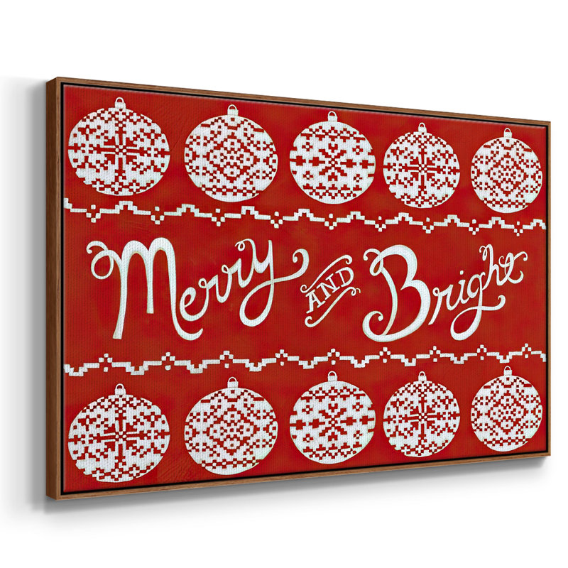 Toile tendue encadrée Fair Isle Snowflake II, H 17 po x l 25 po x P 1,5 po, Cadre flottant noyer