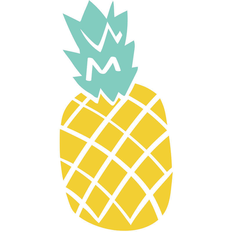 Adhésif décoratif en vinyle multicolore à motif d'ananas géant avec image de fruits en forme d'ananas en forme de diamant