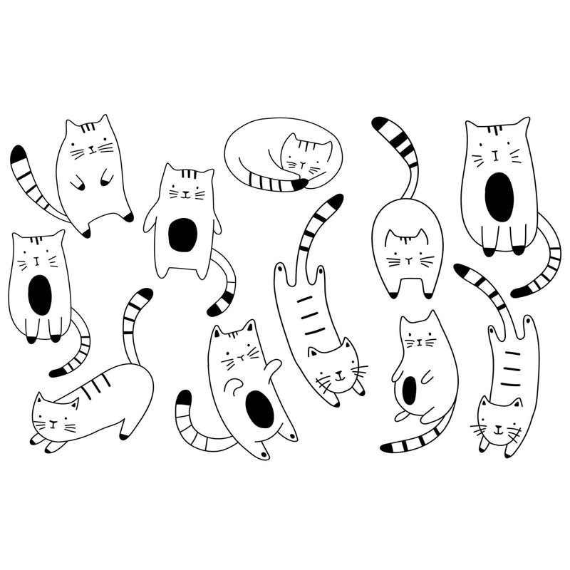 Murale pelez et collez de qualité supérieure - Chats mignons, L 108 po x l 150 po