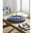 Coastal Resin & Wood Decorative Trays - Blue Striped Design - 16" 14" & 12" Round Nesting Display - Home & Office Decor Set of 3