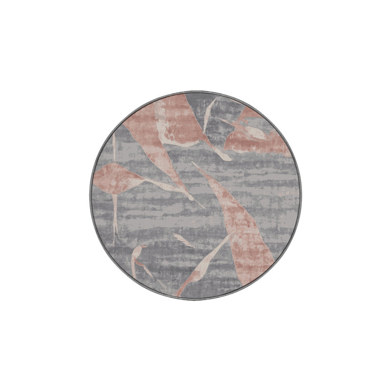 Tapis gris soyeux et moelleux, Rond 5 pi