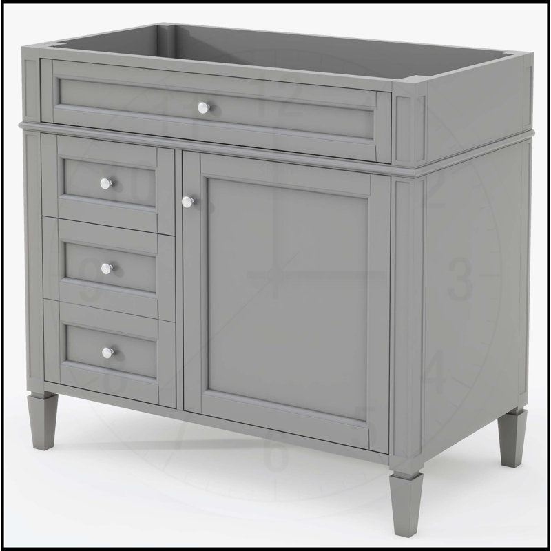 Meuble-lavabo 36 po sans lavabo supérieur, Gris, Argent argent