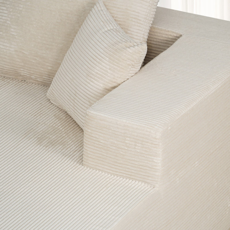 Thaxted 2 - Piece No Assembly Required Upholstery Sofa Free Combination Sofa with Pillow, Beige Corduroy