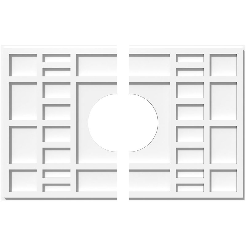 Médaillon de plafond contemporain en PVC de qualité architecturale Beaux, H 1 po x l 28 po x P 18,625 po