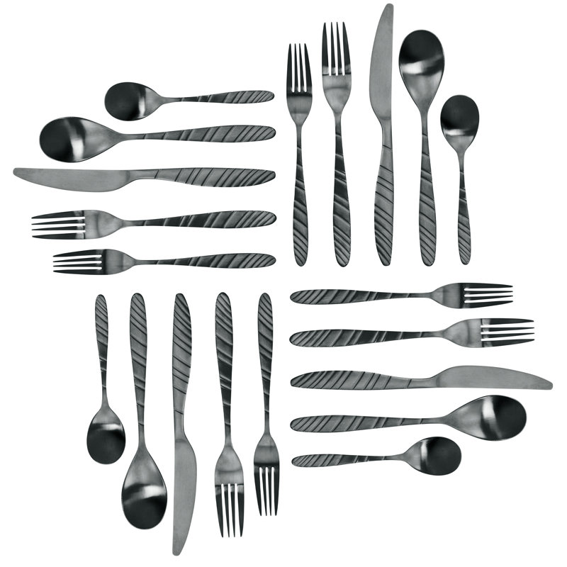 Mega Chef VAGUE Stainless Steel Flatware Set - Service for 4, Black