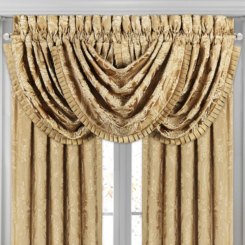 Gold Waterfall Rod Pocket Valance with Frills
