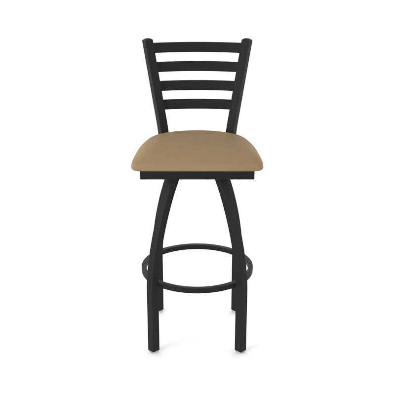 Jackie Swivel Stool, Black Wrinkle, Vinyl-Canter Sand, Counter Stool (25" Seat Height)