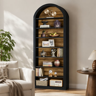 Spacious Display Shelving,Freestanding Bookshelf,Arched Bookcase