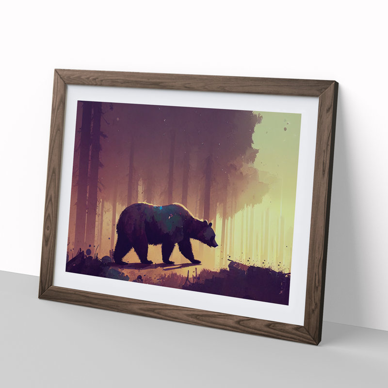 Bear Vol.3 - Single Picture Frame Print, Walnut, 25cm H x 34cm W x 2cm D