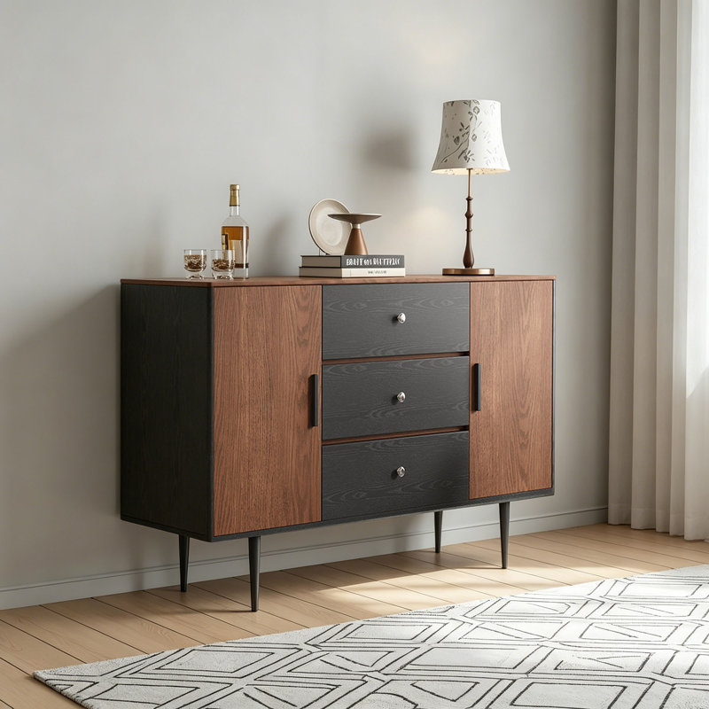 Buffet simple et rétro avec rangement, H 33,46 po x l 47,24 po x P 15,74 po