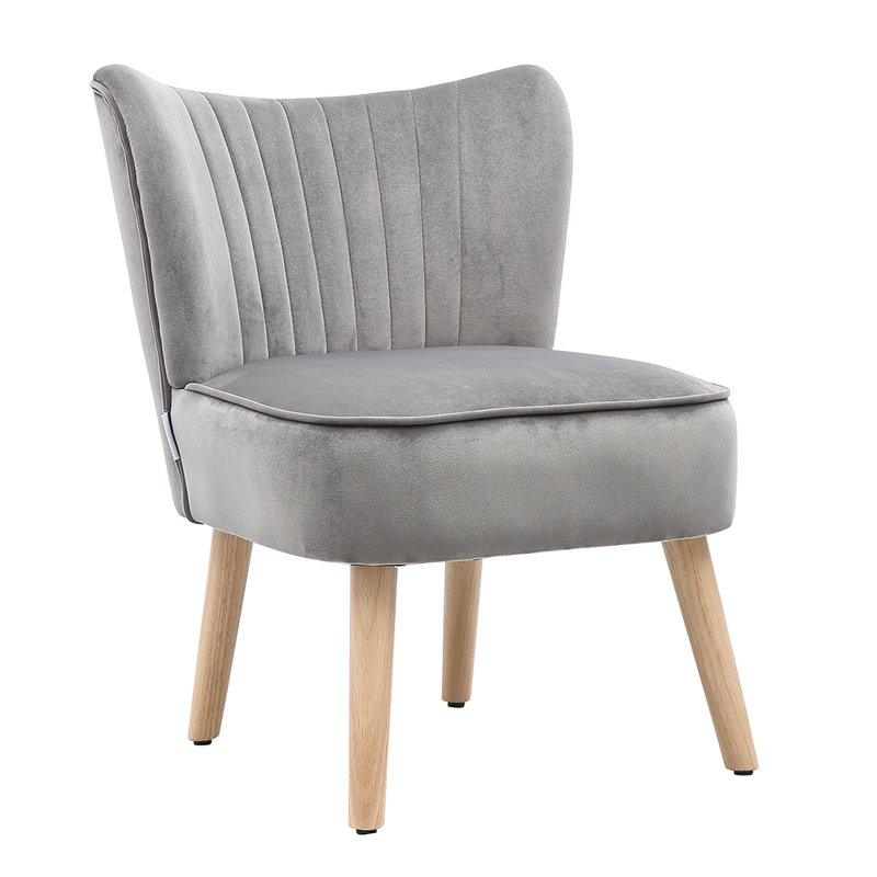 Genibrel Velvet Slipper Chair, Grey