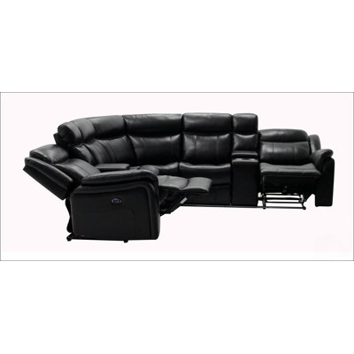 Canapé modulaire en cuir noir Jupiter