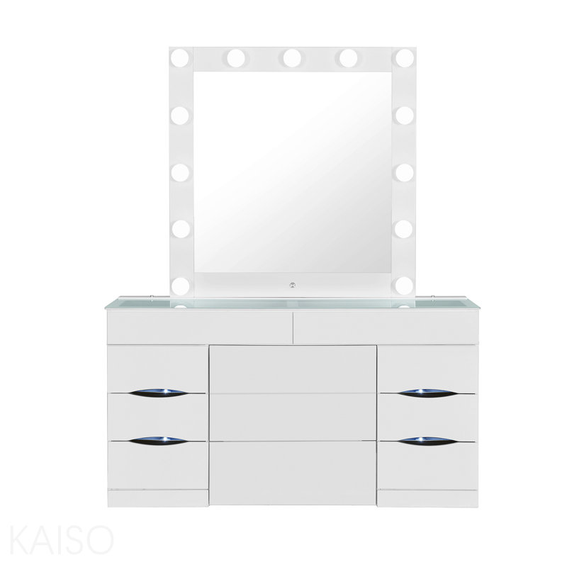 White Vanity Set With Stool, White