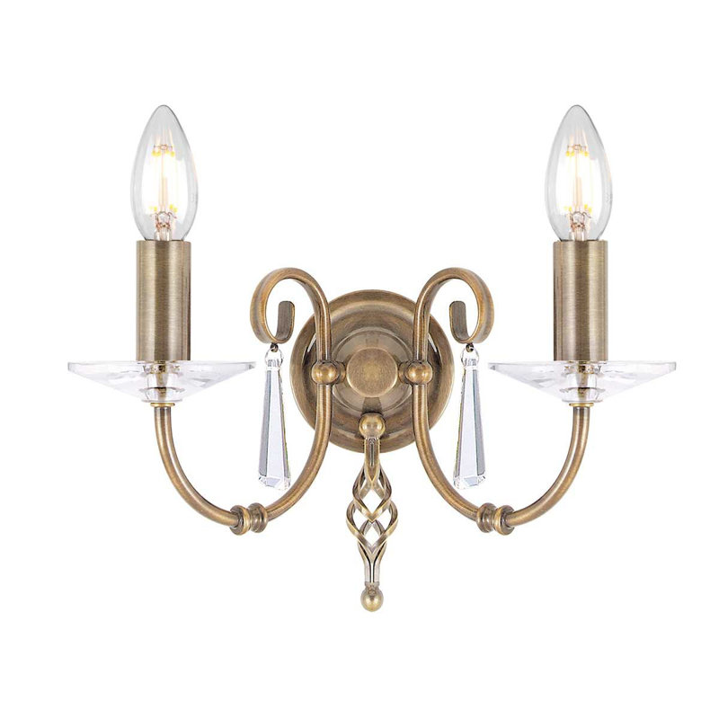Thebes Candle Wall Light, Aged Brass