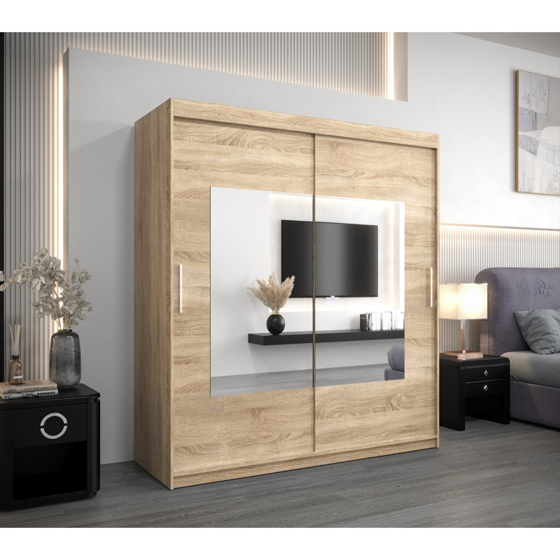 Arrun 2 Door Manufactured Wood Wardrobe, Sonoma Oak