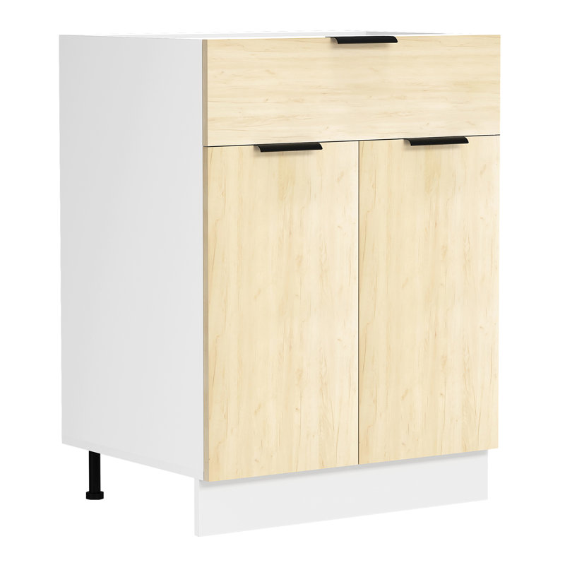 Saurimas 82Cm H x 60Cm W x 46Cm D Manufactured Wood Standard Base Cabinet, Honey oak/White