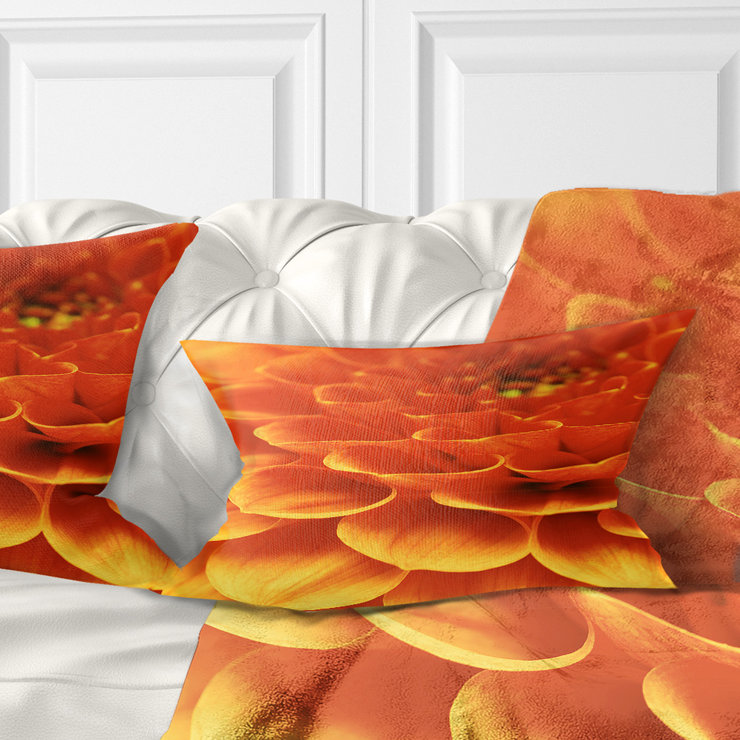 Abstrait fleur orange et pétales - coussin à imprimé floral, Floral 2